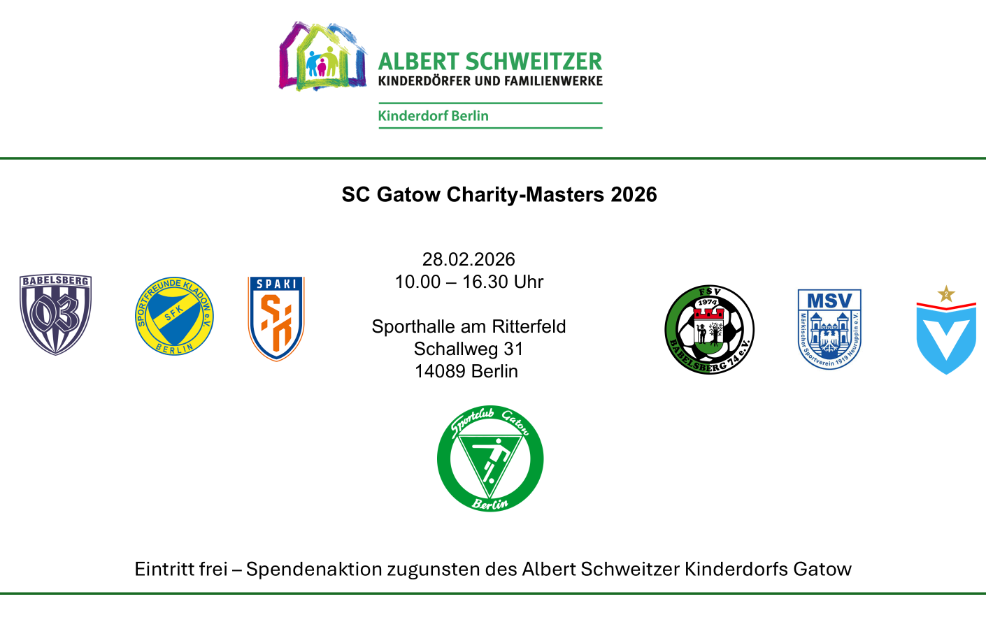 Schirmherrschaft SC Gatow Charity-Masters 2026